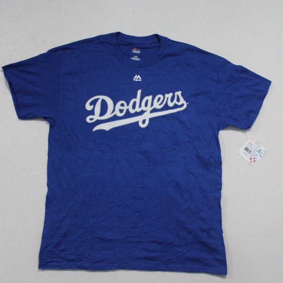 Majestic Men Blue Tee Shirt Los Angeles Dodgers  Dodgers Logo Size Large - Picture 1 of 9